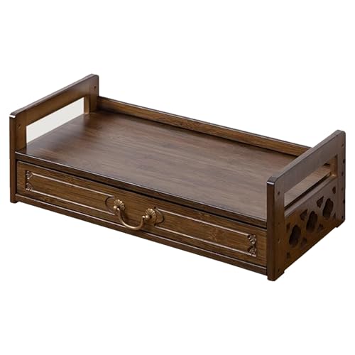 Snaweo Altartisch Mit Aufbewahrungsschublade, Meditationstisch Mit Geschnitztem Bambussockel, Couchtische Aus Holz for das Wohnzimmer, Schreibtisch-Präsentationsständer(Brown,42cm/16.54in) von Snaweo