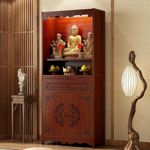 Snaweo Altartisch mit Aufbewahrungsmeditation, Meditationstisch, Persönliche Schreinaltäre, Buddhistische Nische mit Schublade, chinesischer buddhistischer Schrank for das Wohnzimmer(53cm/20.9in) von Snaweo