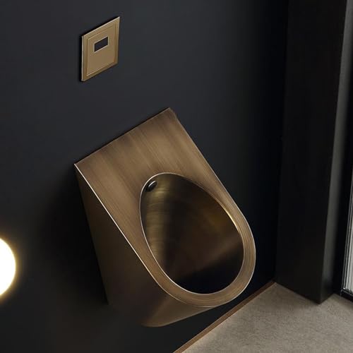 Snaweo Automatisches Induktions-Urinal, Wandhängendes Urinal, Urinal Aus Edelstahl 304, Kommerzielle Spülurinale, Kommerzielle Toilette mit Spritzwasserschutz(Bronze) von Snaweo