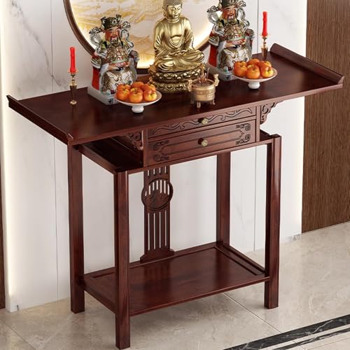 Snaweo Buddha-Altartisch, Meditationstisch Mit Schublade, Persönliche Schreinaltäre, Tag der Toten-Altarständer, Chinesischer Schranksockel Buddha Altar, for Kleine Räume(100cm/39.37in) von Snaweo