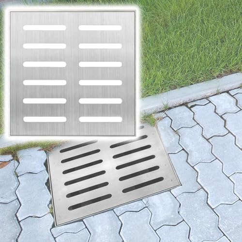 Snaweo Gully Brunnendeckel, Unsichtbarer Schachtdeckel, Bodenablaufabdeckung Und -rahmen For Duschenkeller, Edelstahl-Ablaufgitter For Auffangbecken(25x25x2cm/10x10x0.8in) von Snaweo