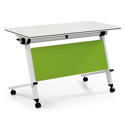 Snaweo Klappbarer Konferenztisch, Mobiler Schulungstisch mit Klappdeckel, mit Um 360° Feststellbaren Rädern, Ablageflächen und Leitblechen, for Büro-Schulungsräume (Color : Green1pcs, Size : 63x15.7 von Snaweo