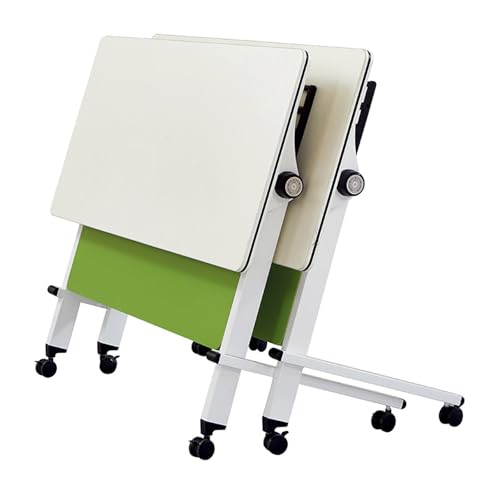 Snaweo Klappbarer Konferenztisch, Mobiler Schulungstisch mit Klappdeckel, mit Um 360° Feststellbaren Rädern, Ablageflächen und Leitblechen, for Büro-Schulungsräume (Color : Green2pcs, Size : 63x19.7 von Snaweo