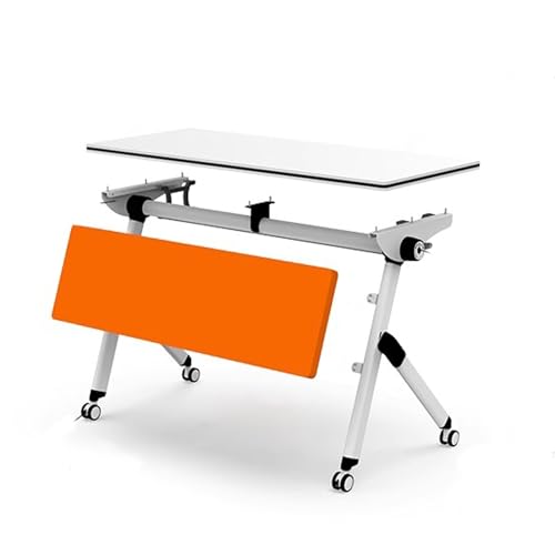 Snaweo Klappbarer Konferenztisch, Rechteckiger Mobiler Schulungstisch, Mobiler Trainingstisch mit 4 Rädern, Leitblechen und Stauraum, for Schulungsräume, Klassenzimmer (Color : Orange, Size : 63x15. von Snaweo