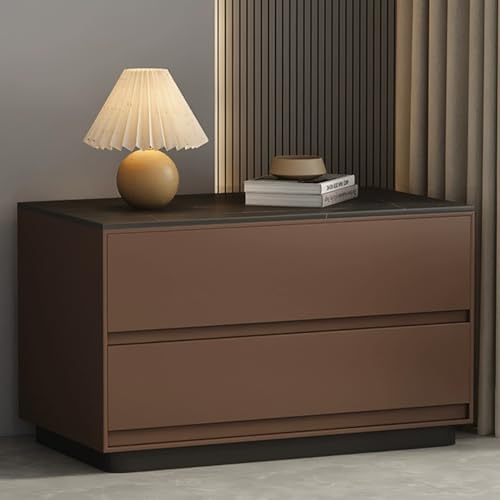 Snaweo Kleines Nachttischchen, Minimalistische Beistelltische, Schlafzimmer-Beistelltisch Mit 2 Schubladen, Nachttisch Aus Massivholz, Keine Installation Erforderlich(Dark Brown,80cm/31.50in) von Snaweo