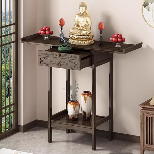 Snaweo Meditationstisch, Persönlicher Schrein-Altartisch Mit Aufbewahrung, Chinesischer Buddhistische Nische, Buddhistische Altäre Aus Massivholz, Buddha Altar Schrank(100cm/39.37) von Snaweo