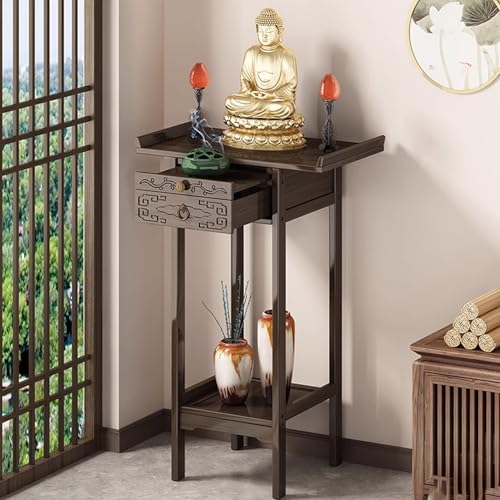 Snaweo Meditationstisch, Persönlicher Schrein-Altartisch Mit Aufbewahrung, Chinesischer Buddhistische Nische, Buddhistische Altäre Aus Massivholz, Buddha Altar Schrank(60cm/23.62in) von Snaweo