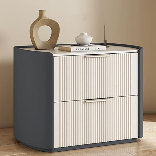 Snaweo Nachttisch, Moderne Beistelltische, Nachttisch Mit Schubladen, Kleine Nachttische, Kunstleder Und Massivholzrahmen, Aufbewahrung, for Kleine Räume Im Wohnzimmer(Dark Gray) von Snaweo