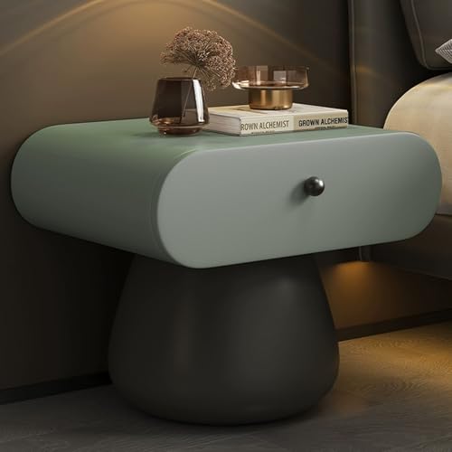 Snaweo Nachttisch, Nachttisch Im Arc-Design, Nachttischc Mit Schublade, Nachttischs Mit Lederummantelung, Einfache Montage, for Schlafzimmer, Wohnzimmer(Green,40cm/15.75in) von Snaweo