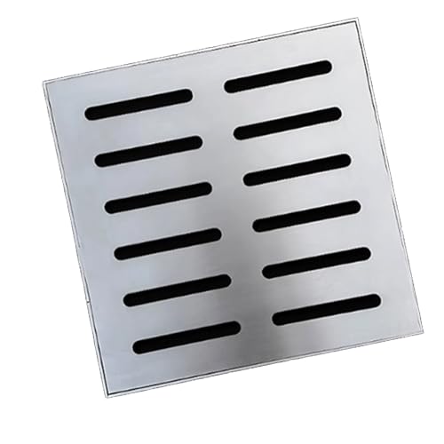 Snaweo Quadratischer Schachtabdeckung, Schachtabdeckung Und Rahmen, Rinnenrost Für Rasen, Edelstahl-Abflussdeckel Mit Sockel, Dekorativ Für Den Garten, Regenwassergitter(10x10x2cm/4x4x0.8in) von Snaweo