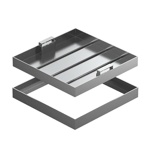 Snaweo Quadratischer Schachtabdeckung Aus Edelstahl, Versenkbarer Kanaldeckel Mit Versteckten Griffen, Robuster Inspektionsdeckel Aus Metall, Für Garten, Terrasse, Flächenbündig(70x70cm/27.5x27.5in) von Snaweo