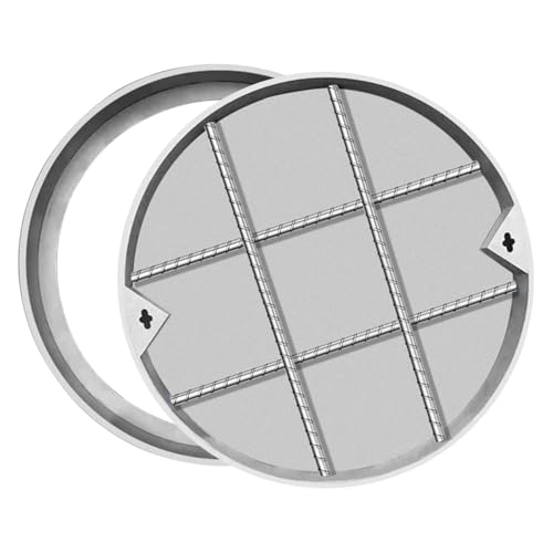 Snaweo Runde, Unsichtbare Kanaldeckel, Versenkbare Edelstahl-Klärgrubenabdeckung, Schachtabdeckung Kanaldeckel Aus Metall, Für Betoneinfahrten, Gärten Und Lasten(70x70cm/27.5x27.5in) von Snaweo