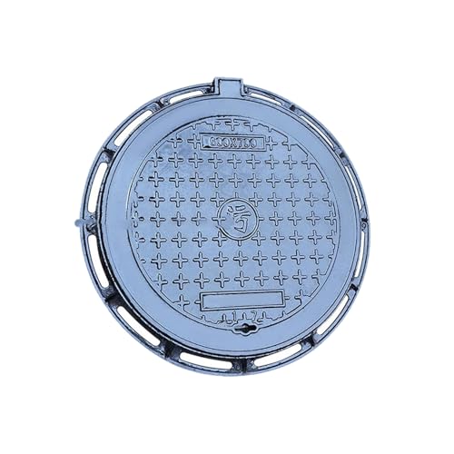 Snaweo Schachtabdeckung Aus Gusseisen, Schachtabdeckung Mit Rahmen, Runde Klärgrubenabdeckung, Rutschfeste Klärgrubenabdeckung, Robuster Inspektionsdeckel Aus Metall Für Terrasse, Garten(60x70cm) von Snaweo