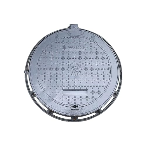 Snaweo Schachtabdeckung Aus Gusseisen, Schachtabdeckung Mit Rahmen, Runde Klärgrubenabdeckung, Rutschfeste Klärgrubenabdeckung, Robuster Inspektionsdeckel Aus Metall Für Terrasse, Garten(70x80cm) von Snaweo