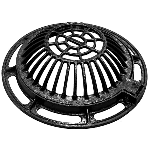 Snaweo Schachtabdeckung Aus Gusseisen, Schachtabdeckung Und Rahmen, Dachablauf, Domdeckel, Sieb, Metall-Überlaufschutz, Gully-Dachrost, Für Garten, Hof Und Rasen(50cm/20in) von Snaweo
