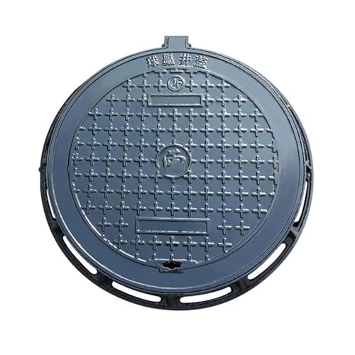 Snaweo Schachtabdeckung Und Rahmen, Kanaldeckel Aus Gusseisen, Runde Klärgrubenabdeckungen, Rutschfeste Klärgrubendeckel, Robuster Inspektionsdeckel Aus Metall Für Einfahrt, Beton Und Garten(80x90cm) von Snaweo