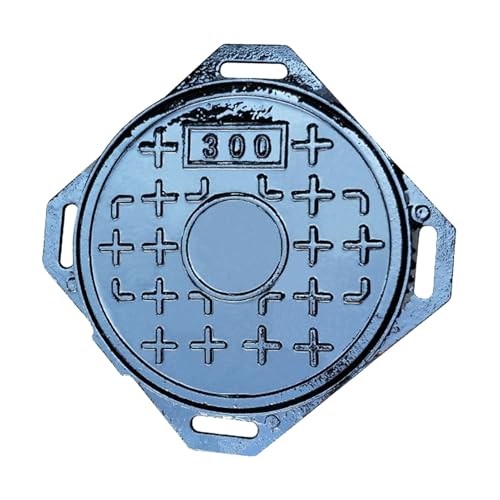 Snaweo Schachtabdeckung Und Rahmen, Kanaldeckel Aus Gusseisen, Runde Klärgrubenabdeckungen, Rutschfeste Klärgrubendeckel, Robuster Inspektionsdeckel Aus Metall Für Einfahrt, Beton Und Garten(30x40cm) von Snaweo