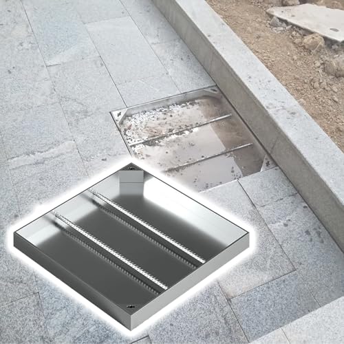 Snaweo Schachtabdeckung Und Rahmen, Quadratischer Edelstahl-Gully Brunnendeckel, Versenkbarer Klärgrubendeckel Für Dekorative Garten- Und Gehwege Im Innen- Und Außenbereich(30x30cm/12x12in) von Snaweo