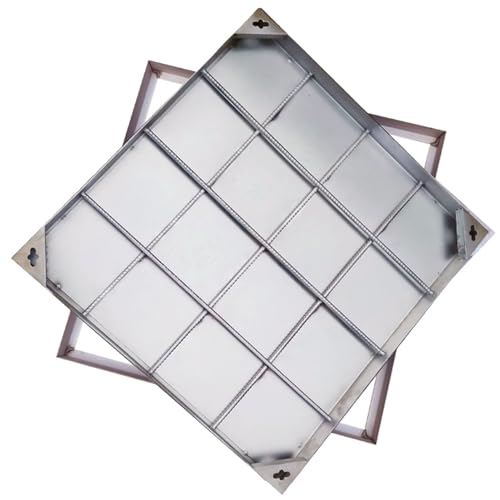 Snaweo Schachtabdeckung Und Rahmen, Quadratischer Klärgrubendeckel, Unsichtbarer Schachtdeckel, Individuell Anpassbar, Universelle Inspektionsabdeckung, Robust, Für Garten, Gehwege, Docks(60x60cm/23.6 von Snaweo