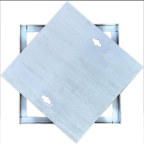 Snaweo Schachtabdeckung Und Rahmen, Robuster Quadratischer Abflussrost Mit Sockel, Abwasserbeckenabdeckung Aus Edelstahl 201, Inspektionsdeckel Aus Metall Mit Zugloch For Hofpflaster(35x35cm/14x14in) von Snaweo