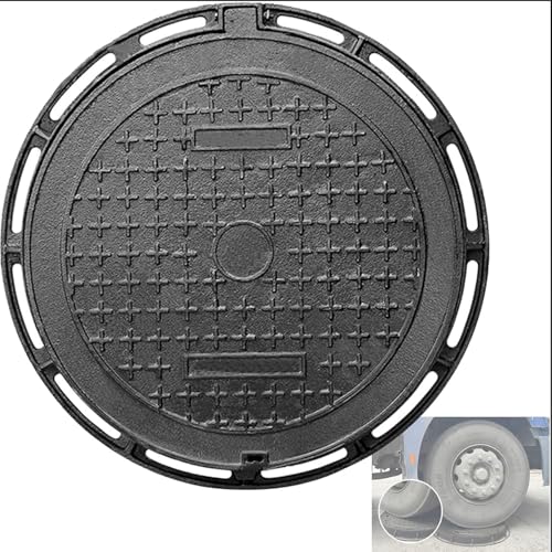 Snaweo Schachtabdeckung Und Rahmen Aus Gusseisen, Runde Klärgrubendeckel, Versenkbare Gully Schachtabdeckungs Kanaldeckel, Robuster Inspektionsdeckel Aus Metall Für Einfahrten, Beton Und Höfe(30x35cm/ von Snaweo