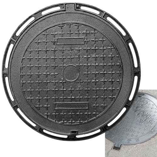 Snaweo Schachtabdeckung Und Rahmen Gusseisen, Schwarzer Klärgrubendeckel Mit Boden, Rschachtabdeckung Rund, Robuster Inspektionsdeckel Aus Metall, Verstärkte Schachtdeckel Aus Gusseisen(50x60cm/19.7x2 Snaweo Schachtabdeckung Und Rahmen Gusseisen, Schwarzer Klärgrubendeckel Mit Boden, Rschachtabdeckung Rund, Robuster Inspektionsdeckel Aus Metall, Verstärkte Schachtdeckel Aus Gusseisen(50x60cm/19.7x2 von Snaweo