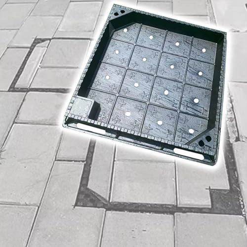 Snaweo Schachtdeckel Aus Gusseisen, Schwarze Klärgrubenabdeckungen, Schachtabdeckung Und Rahmen, Abwasserbeckenabdeckungen, Gully Brunnendeckel, Robuster Inspektionsdeckel Aus Metall(70x70cm/28x28in) von Snaweo