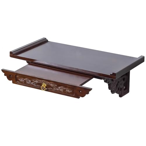 Snaweo Schrein-Altartisch, Wandmontierter Persönlicher Schrein-Altartisch, Meditationstisch-Regal for Zuhause, Wandbehang-Gott-Regal for Reichtumsgott, Guanyin, Buddha-Statue(50cm/19.68in) von Snaweo