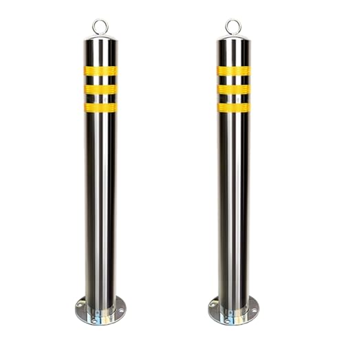 Snaweo Sicherheitspoller aus Edelstahl, Parkpfosten mit Aufhängering, Absperrpoller mit Reflektorband, für Einfahrten und Verkehrskontrolle(80CM 2pcs) von Snaweo