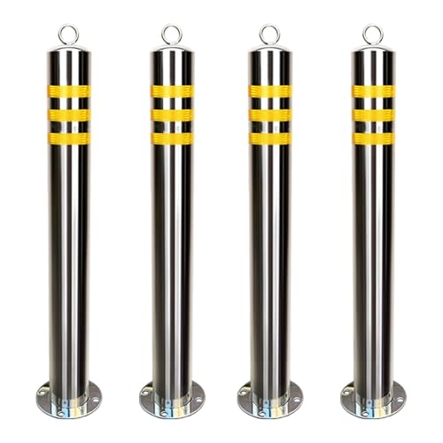 Snaweo Sicherheitspoller aus Edelstahl, Parkpfosten mit Aufhängering, Absperrpoller mit Reflektorband, für Einfahrten und Verkehrskontrolle(80CM 4pcs) von Snaweo