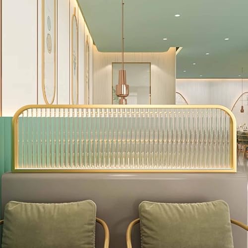 Snaweo Trennwand FüR die Arbeitsplatte, Massivholz-Rattan-TrennwäNde for Essbereiche, Sichtschutz for Gewerbliche TrennwäNdes, Metallrahmen Aus GehäRtetem Glas(A,100cm/39.4in) von Snaweo