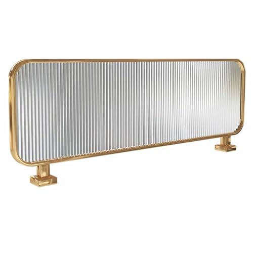 Snaweo Trennwand FüR die Arbeitsplatte, Schreibtischtrennwand Aus Durchscheinendem Glas, TrennwäNde for BüRomöBel, GehäRtete Glasplatte Mit Edelstahlrahmen(Gold,30x80cm/11.81x31.50in) von Snaweo