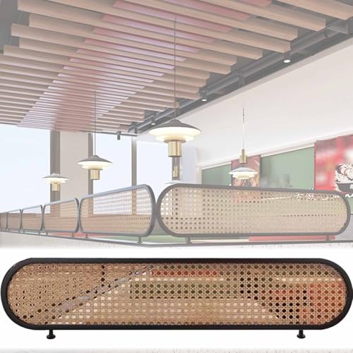 Snaweo Trennwand für die Arbeitsplatte, Trennwände Aus Schmiedeeisen for Essbereiche, Rattan-Trennwändes, Erhöhter Halbwandiger Niedriger Zaun, Esstisch-Bildschirm(Black B,30x90cm/11.81x35.43in) von Snaweo