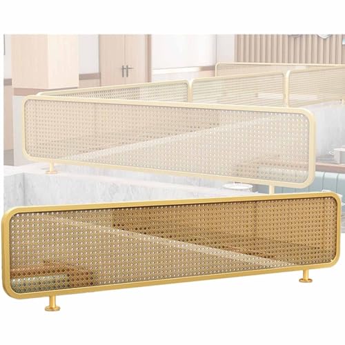 Snaweo Trennwand für die Arbeitsplatte, Trennwände Aus Schmiedeeisen for Essbereiche, Rattan-Trennwändes, Erhöhter Halbwandiger Niedriger Zaun, Esstisch-Bildschirm(Gold A,30x80cm/11.81x31.50in) von Snaweo