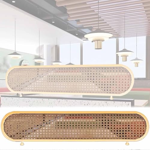 Snaweo Trennwand für die Arbeitsplatte, Trennwände Aus Schmiedeeisen for Essbereiche, Rattan-Trennwändes, Erhöhter Halbwandiger Niedriger Zaun, Esstisch-Bildschirm(Gold B,30x90cm/11.81x35.43in) von Snaweo