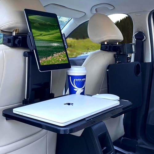 Snaweo Wandklapptisch, Klapptisch, Faltbares Tischtablett for Autositze, Stabile Faltbare Tischplatte, Mit Tablet-/Handyhalter, Tragbare Tabletts for Die Autositzlehne(Nero,Tablet Holder) von Snaweo