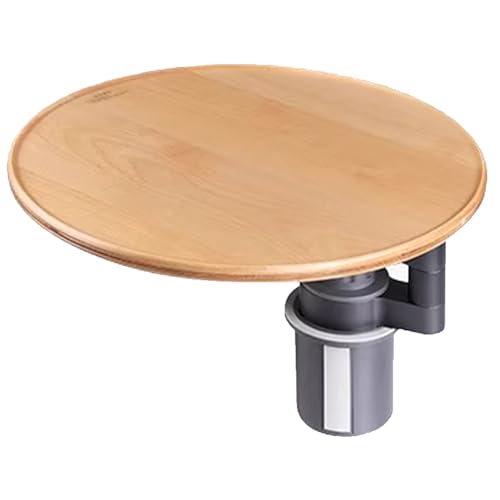 Snaweo Wandklapptisch, Lenkradablage, Elegantes Holzdesign, Um 360° Drehbare Getränkehalterablage, Stabile Halterung Aus Legierung, Kompakte Aufbewahrung, Mit Natürlicher Maserung(Natural) von Snaweo