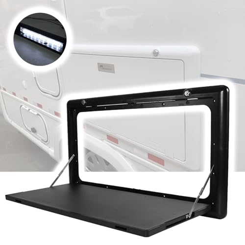 Snaweo Wandklapptisch, Wandtisch Klappbar, Externe Hängetische for Wohnmobile, Mit LED-Beleuchtung, Externe Abschließbare Wandtische for Wohnwagen, Wohnmobil, Campingplatz(Nero) von Snaweo