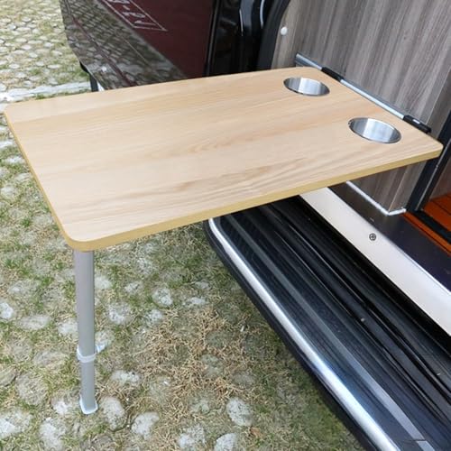 Snaweo Wandklapptisch, Wohnmobil-Wandtisch, Esstische, Camper-Tische, Mit 2 Wasserbecherschlitzen, for Wohnmobil, Boot, Camping-Picknick Im Freien, Multifunktional(Natural) von Snaweo