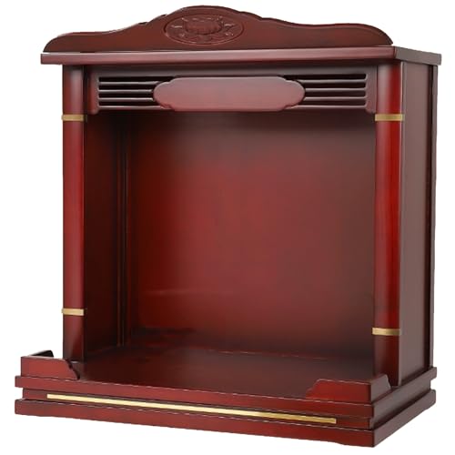 Snaweo Wandmontierter Altartisch, Doppel-Buddha-Altar, Verbreiterter Buddha-Altarschrank Aus Holz, Meditationsaltartisch Mit Schublade, for Gebete, PersöNlicher Spiritueller Raum(Red A,54cm/21.26in) von Snaweo