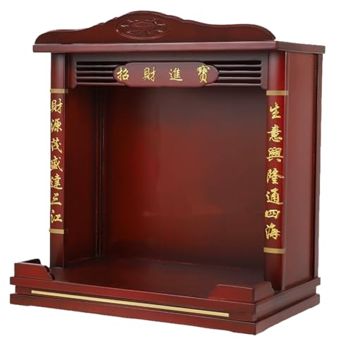 Snaweo Wandmontierter Altartisch, Doppel-Buddha-Altar, Verbreiterter Buddha-Altarschrank Aus Holz, Meditationsaltartisch Mit Schublade, for Gebete, PersöNlicher Spiritueller Raum(Red B,54cm/21.26in) von Snaweo