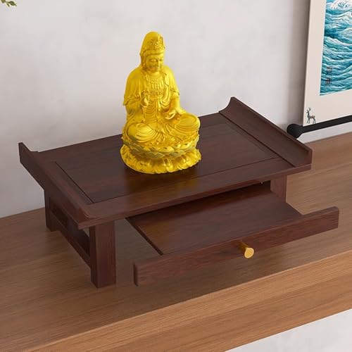 Wandaltartisch, Buddhistische Nische, Einziehbares Ausziehbrett-Design, Altartisch Kleine Solide Nischen, Meditationstisch, for Wohnzimmer, Schlafzimmer, Büro(Tabletop Brown,40cm/15.75in) von Snaweo
