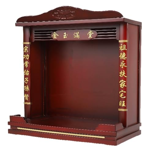Wandmontierter Altartisch, Doppel-Buddha-Altar, Verbreiterter Buddha-Altarschrank Aus Holz, Meditationsaltartisch Mit Schublade, for Gebete, PersöNlicher Spiritueller Raum(Red C,64.5cm/25.39in) von Snaweo