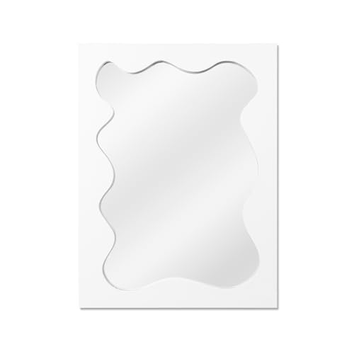 Snazzify Moderner gewellter unregelmäßiger Spiegel mit Holzrahmen, abstrakter dekorativer Wandspiegel für Wohnzimmer, Schlafzimmer oder Eingangsbereich, einzigartiges künstlerisches Design, 40,6 x von Snazzify