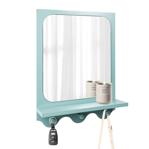 Snazzify Wandspiegel mit Regal und Haken, dekorativer Eingangsspiegel mit Stauraum für Flur, Badezimmer oder Schlafzimmer, 10,2 cm Regalbreite, Salbeigrün Snazzify Wandspiegel mit Regal und Haken, dekorativer Eingangsspiegel mit Stauraum für Flur, Badezimmer oder Schlafzimmer, 10,2 cm Regalbreite, Salbeigrün von Snazzify
