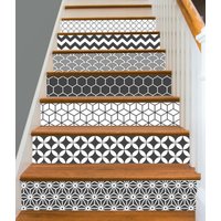 15Steps Treppen Riser Vinyl Streifen Abnehmbarer Aufkleber Peel & Stick Geometric Darkgrey S003 von SnazzyDecal