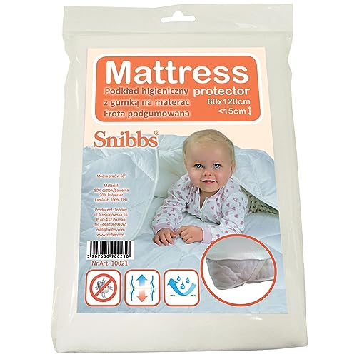 Snibbs wasserdichtes Spannbetttuch mit Eckgurten, wasserdichte Matratzenauflage fürs Babybett, Matratzenschoner 60x120 Baby wasserdicht, Nässeschutz 60 * 120, atmungsaktiver TPU-Membran von Snibbs