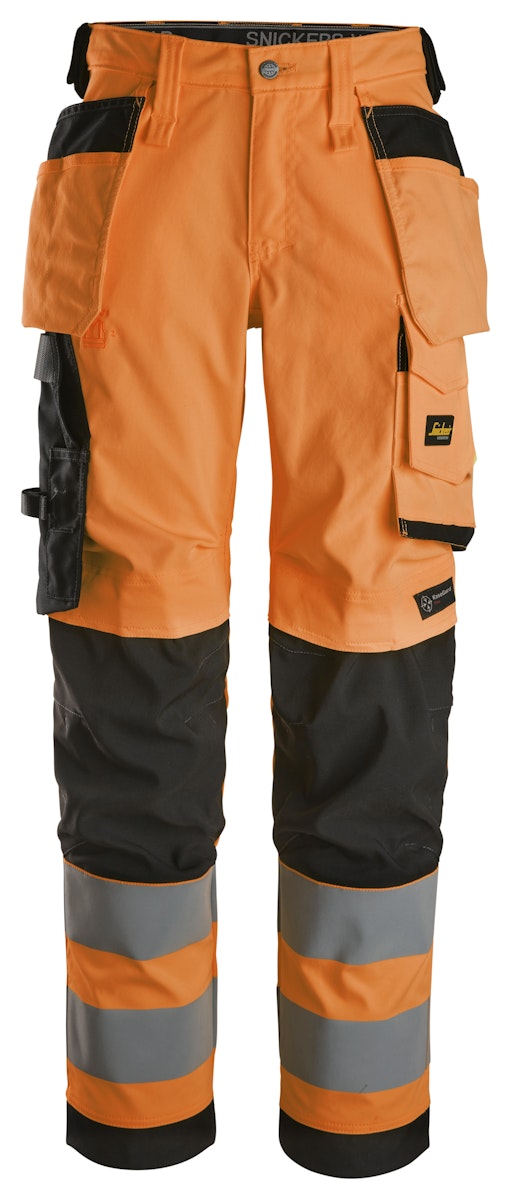 Snickers High-Vis-Damenstretchhose mit Holstertaschen, Warnschutzklasse 2 36 signalgelb-schwarz von Snickers