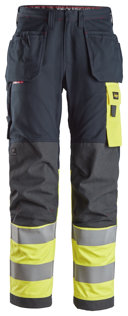 Snickers ProtecWork, Arbeitshose Holstertaschen, High-Vis Klasse 1 162 navy-signalgelb von Snickers