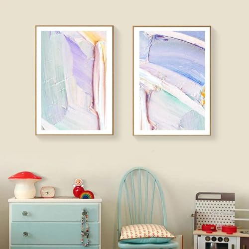 SnipSa Abstrakte Pastell-Poster Kunstdrucke lila Aquarell-Leinwandgemälde skandinavische Wand Bilder Bild für Wohnzimmer Büro Heimdekoration 40 x 60 cm x 2 ungerahmt von SnipSa